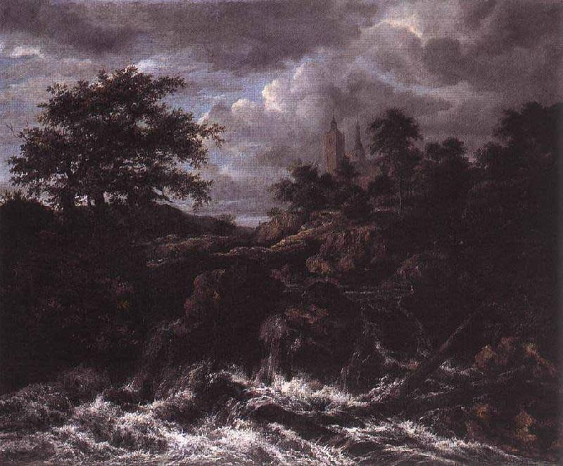 Jacob Isaacksz. van Ruisdael Waterfall by a Church Norge oil painting art